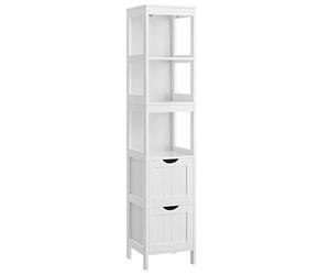 VASAGLE Meuble de Salle de Bain, 2 Tiroirs, 3 Compartiments Ouverts | Meuble de Rangement sur Pied, Commode, pour Salon, Cuisine, Blanc, Collection SOFIE BBC66WT