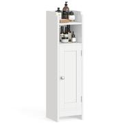 VASAGLE Meuble de Salle de Bain, Armoire d’Angle, 18 x 19 x 80 cm | Meuble Étroit pour Papier Toilette, Avec Porte, Étagères Réglables, Blanc Nuage, Collection SIREN BBC310W01
