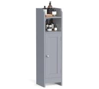 VASAGLE Meuble de Salle de Bain, Armoire d’Angle, 18 x 19 x 80 cm | Meuble WC Étroit pour Papier Toilette, Avec Porte, Étagères Réglables, Gris tourterelle, Collection SIREN BBC310P36