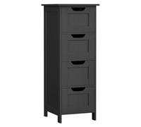 VASAGLE Meuble de Salle de Bain, Armoire sur Pied, avec 4 Tiroirs | 30 x 30 x 82,2 cm, pour Salon, Salle à Manger, Cuisine, Style Farmhouse, Noir d'encre, Collection SOFIE LHC040B01