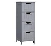 VASAGLE Meuble de Salle de Bain, Armoire sur Pied, avec 4 Tiroirs | 30 x 30 x 82 cm, pour Salon, Salle à Manger, Cuisine, Style Moderne, Gris Mystique, Collection SOFIE LHC040P36