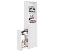 VASAGLE Meuble de Salle de Bain Haut et Fin, avec Tiroirs | Colonne de Rangement, Étagère Réglable, Style Moderne, Blanc Classique, Collection CUSTOS BBK567T14V1
