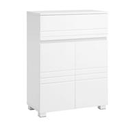 VASAGLE Meuble de Salle de Bain sur Pied, avec tiroir, Armoire à Double Porte, étagère réglable, 60 x 30 x 80 cm, Blanc