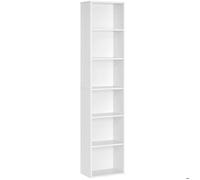 VASAGLE Meuble Étagère à 6 Niveaux, Meuble de Rangement Ouvert, Étagère, 24 x 40 x 178,5 cm, pour Salon, Bureau, Blanc Nuage
