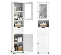 VASAGLE Meuble Salle de Bain, Colonne, Rangement avec Étagères Réglables | Placards à Porte, Tiroir, Compartiment, Gain de Place, Blanc Nuage, Collection SOFIE BBK163W01
