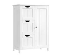 VASAGLE Meuble Salle de Bain Rangement, Commode, avec 3 Tiroirs | Armoire Gain de Place, Placard avec Porte, Étagère Réglable, 60 x 30 x 81 cm, Blanc nuage, Collection SOFIE BBC49WT