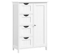 VASAGLE Meuble Salle de Bain Rangement, Commode, avec 4 Tiroirs | Armoire Gain de Place, Placard avec Porte, Étagère Réglable, 55 x 30 x 82,2 cm, Blanc nuage, Collection SOFIE LHC41W