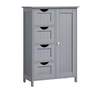 VASAGLE Meuble Salle de Bain Rangement, Commode, avec 4 Tiroirs | Armoire Gain de Place, Placard avec Porte, Étagère Réglable, 55 x 30 x 82,2 cm, Gris Tourterelle, Collection SOFIE LHC041P36