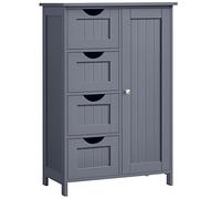 VASAGLE Meuble Salle de Bain Rangement, Commode, avec 4 Tiroirs | Armoire Gain de Place, Placard avec Porte, Étagère Réglable, 55 x 30 x 82.2 cm, Gris ardoise, Collection SOFIE LHC41GY