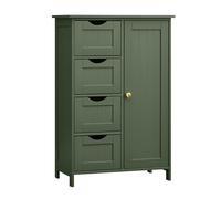 VASAGLE Meuble Salle de Bain Rangement, Commode, avec 4 Tiroirs | Armoire Gain de Place, Placard avec Porte, Étagère Réglable, 55 x 30 x 82.2 cm, Vert Forêt, Collection SOFIE LHC041C01