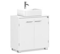 VASAGLE Meuble sous Lavabo, 2 Compartiments derrière Les Portes | Meuble de Salle de Bain, pour Lavabo sans Colonne, avec Pieds, 30 x 60 x 60 cm, Blanc Nuage, Collection CUSTOS BBK505W01