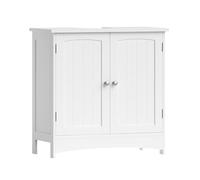 VASAGLE Meuble sous lavabo BBC01WT 60x30x60 cm 2 portes étagère réglable style cottage Blanc