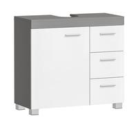 VASAGLE Meuble sous Lavabo, 3 Tiroirs Latéraux, 70 x 30 x 63,8 cm | Meuble de Salle de Bain, 2 Compartiments Derrière la Porte, avec Pieds, Gris Ciment et Blanc, Collection CUSTOS BBK503T49