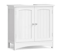 VASAGLE Meuble sous Lavabo, avec 2 Portes, Meuble sous Vasque, Étagère Réglable, Beaucoup d’Espace de Rangement, Style Campagne, 30 x 60 x 60 cm, Blanc Nuage BBC100WH01