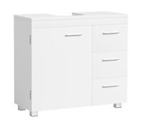 VASAGLE Meuble sous Lavabo, avec Colonne, 3 Tiroirs, 70 x 30 x 63,8 cm | 2 Cases Derrière la Porte, avec Pieds, Blanc nuage, Collection CUSTOS BBK504W01