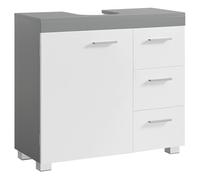 VASAGLE Meuble sous Lavabo, avec Colonne, 3 Tiroirs, 70 x 30 x 63,8 cm | 2 Cases Derrière la Porte, avec Pieds, Gris tourterelle et Blanc nuage, Collection CUSTOS BBK504W02V2