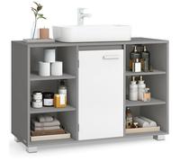 VASAGLE Meuble sous Lavabo, avec Étagères Réglables, 30 x 90 x 60 cm | Armoire de Salle de Bain, Pieds, Gris Tourterelle et Blanc Nuage, Collection CUSTOS-OLD BBK507G01