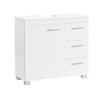 VASAGLE Meuble sous Lavabo, Meuble de Salle de Bain, 3 Tiroirs Latéraux, 2 Compartiments Derrière la Porte, avec Pieds, 30 x 70 x 64 cm, Blanc Nuage BBK503W10