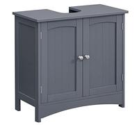 VASAGLE Meuble sous lavabo, Meuble de Salle de Bain, Placard de Rangement, 2 Portes battantes, 1 étagère réglable, Espace de Rangement, sur Pied, Style Cottage, Gris BBC001G01