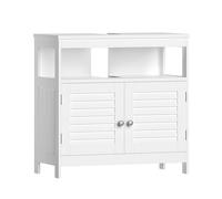 VASAGLE Meuble sous Lavabo, Meuble de Salle de Bain, Placard sous Vasque, avec 2 Portes Persiennes, Beaucoup d’Espace de Rangement, Style Moderne, 30 x 60 x 60 cm, Blanc BBC02WT