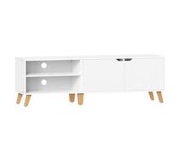 VASAGLE Meuble TV 2 Portes, pour Télévisions 65 Pouces, Longueur 160 cm | Support Télé avec Étagères Réglables, Salon, Salle à Manger, Chambre, Blanc Neige, Collection MIRANTA LTV030W01