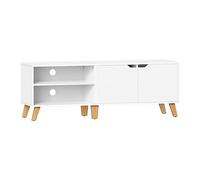 VASAGLE Meuble TV 2 Portes, Support Télé avec Étagères Réglables, Longueur 140 cm, pour Télévisions 60 Pouces, Salon, Salle à Manger, Chambre, Blanc Neige LTV027T46