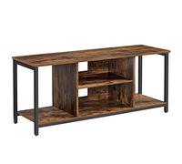 VASAGLE Meuble TV pour Télévision Jusqu’à 55 Pouces, 120 x 40 x 50 cm | Support Télévision, Compartiments Ouverts, Style Industriel, Marron Rustique et Noir Mat, Collection BARNET LTV060B01