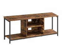 VASAGLE Meuble TV pour Télévision Jusqu’à 55 Pouces, 147 x 40 x 50 cm | Support Télévision, Compartiments Ouverts, Style Industriel, Marron Rustique et Noir d'encre, Collection BARNET LTV061K01