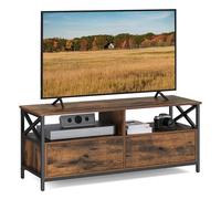 VASAGLE Meuble TV pour Télévision jusqu'à 55 Pouces, 120 x 40 x 50 cm | Support Télé, 2 Tiroirs, 2 Étagères, Cadre en Acier, Marron Rustique et Noir Mat, Collection DAXTON LTV300B01