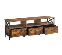 VASAGLE Meuble TV pour Télévision jusqu'à 65 Pouces, 147 x 40 x 50 cm | Support Télé, 3 Tiroirs en Tissu, 3 Étagères, Cadre en Acier, Marron Rustique et Noir, Collection DAXTON LTV304KD01
