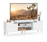 VASAGLE Meuble TV, pour Télévision jusqu'à 65 Pouces, Longueur 147 cm | Support Télé, avec Étagère Réglable, Style Mid-Century Modern, Blanc Nuage, Collection MIRANTA LTV556W101