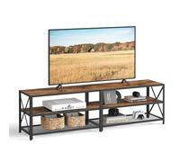 VASAGLE Meuble TV, pour Télévision jusqu'à 75 Pouces, Cadre en Acier | Table de Salon, avec Étagères de Rangement, pour Salon, Chambre, Marron Rustique et Noir, Collection DAXTON LTV096B01
