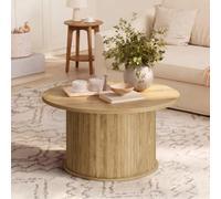 VASAGLE MIRIANA Collection - Table Basse Ronde, Table de Salon, Design Tambour, Style Mid-Century Modern, Montage Facile, pour Salon, Bureau, 80 x 45 cm, Marron Naturel LCT276K101
