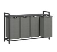 VASAGLE Panier à Linge 4 Compartiments 160 L, Étagère, Cadre en Métal | Corbeille à Linge Sale, 4 Sacs Amovibles en Tissu Oxford, 116 x 33 x 72 cm, Gris ardoise, Collection BRENTA BLH401W01