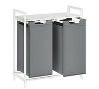 Panier, 2 Compartiments, Panier À Linge Avec Étagère, Panier, Sac À Linge En Tissu Oxford, Pliable, Amovible, Cadre En Métal, 2 X 4