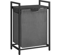 VASAGLE Panier à linge, Seau à linge avec étagère, Caisse à linge, Sac à linge en tissu Oxford extensible, amovible, cadre métallique, 65 L, 50 x 33 x 72 cm