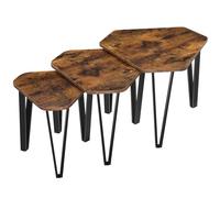 VASAGLE Petite Tables d appointgigognes, Lot de 3, Bouts de canapé pour Salon, empilable, Robuste, Assemblage Facile, Structure en Acier, Style Industriel, Marron Rustique et Noir LNT14BX