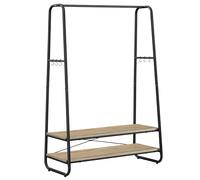 VASAGLE Portant à Vêtement, Porte-Manteaux, Armoire, Vestiaire, avec 2 Étagères, 6 Crochets en Forme de S, Cadre en Acier, pour Chambre, Marron Turquoise et Noir Mat RGR112K01