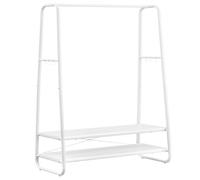 VASAGLE Portant à Vêtement, Porte-Manteaux, Armoire, Vestiaire, avec 2 Étagères, 6 Crochets en Forme de S, Cadre en Acier, pour Chambre, Blanc Nuage et Blanc Mat RGR112W02
