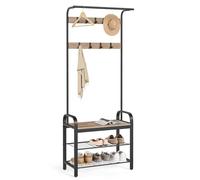 VASAGLE Porte-Manteau avec Étagère à Chaussures, 4-en-1, Vestiaire