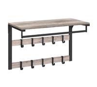 VASAGLE Porte-manteau Mural, Étagère Suspendue, 10 Crochets Amovibles | Barre de Suspension, sur 2 Rangées, pour Entrée, Chambre, Salle de Bain, Couleur Grège et Noir, Collection COLEX LCR101B02