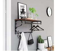 VAsAGLE porte-manteau mural Industriel avec Étagère 5 Crochets Barre de Suspension pour Couloir Salle de Bain Salon