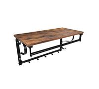 VASAGLE Porte-manteau Mural Industriel, avec Étagère, 5 Crochets, Barre de Suspension, pour Couloir, Salle de Bain, Salon, Marron Rustique et Noir LCR11BX
