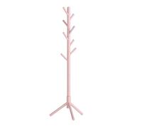 VASAGLE Porte-manteau sur pied en bois massif avec 8 crochets, 3 options de hauteur, pour vêtements, chapeaux, sacs, pour salon, chambre à coucher, bureau à domicile, rose gelée URCR004R01
