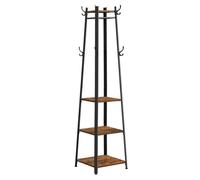VASAGLE Porte-Manteaux Vintage, Vestiaire, avec étagère à 3 niveaux, crochets et tringles,43 x 43 x 180 cm, Marron Rustique LCR80X
