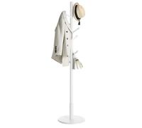 VASAGLE Portemanteau, Portant à Vêtements en Bois, Support sur Pieds avec 8 Crochets, pour Manteaux, Chapeaux, Sacs, pour Entrée, Couloir, Bois d'Hévéa, Blanc Nuage RCR07WTV2