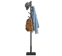 VASAGLE Portemanteau, Support sur Pieds, 8 Crochets, Bois d'Hévéa | 175cm Portant à Vêtements, pour Manteaux, Chapeaux, Sacs, pour Entrée, Couloir, Noir d'encre, Collection ANDI RCR010B01