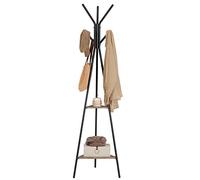 VASAGLE Portemanteau sur Pieds, Portant, Meuble d’Entrée, Style Industriel, avec 2 Étagères, pour Vêtements, Chapeaux, Sacs, Grège et Noir RCR016B02