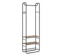 VASAGLE Portemanteau, Vestiaire, avec Étagère à Chaussures à 3 Niveaux, pour Entrée, Chambre, 58 x 28 x 181 cm, Style Scandinave, Noir d'Encre et Marron Camel HSR081K01