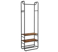 VASAGLE Portemanteau, Vestiaire, avec étagère à Chaussures à 3 Niveaux, pour entrée, Chambre, 58 x 28 x 181 cm, Style Industriel, Marron Rustique et Noir HSR81BX